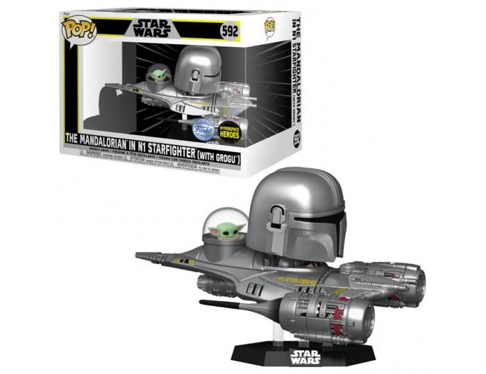 The Mandalorian in N1 Starfighter with Grogu